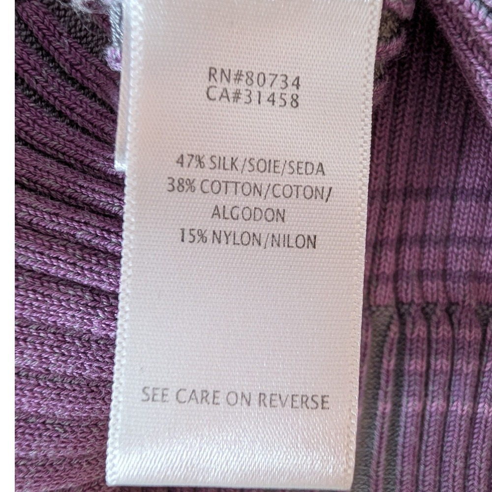 Y2K BCBG Silk Blend Knit Dress L Purple Plaid V-Neck Indie Retro Mod Luxury Chic - Picture 7 of 12